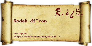 Rodek Áron névjegykártya